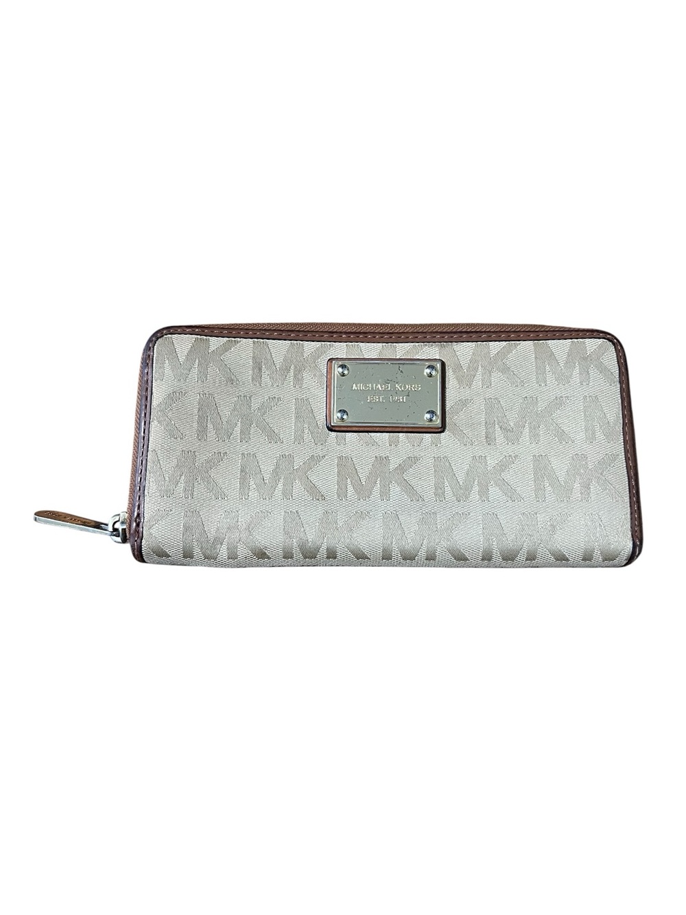 Michael Kors Zip Around Wallet Brown / Tan 8 x 4 inches